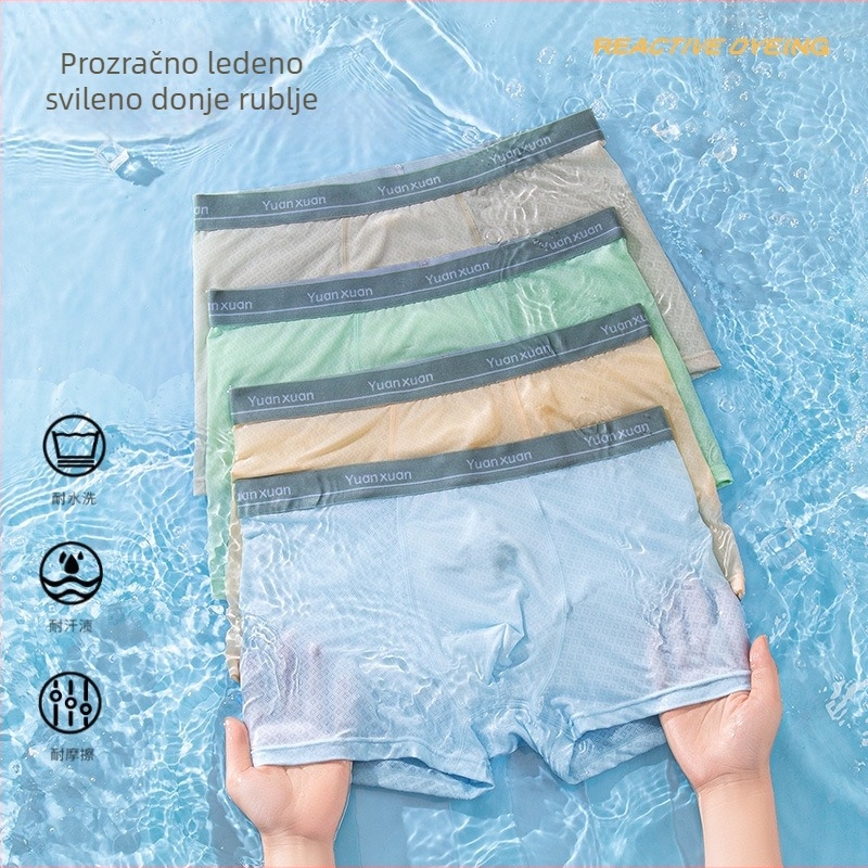 Muške gaćice Ice Silk za tinejdžere, ljeto, prozračne mrežaste, 93% najlona