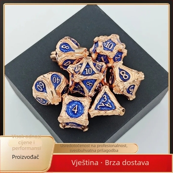 7-dijelni metalni set D20 kockice za RPG — zlitina cinka, poliedrični oblik, mogućnost prilagodbe