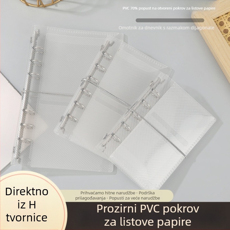 Prozirni PVC omot za planer s 6 rupa, kompatibilan s listovima s slobodnim listovima, mogućnost ispisa logotipa