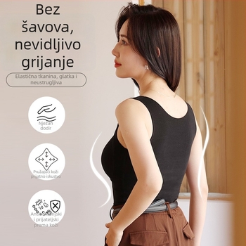 Grafenski termalni prsluk s integriranim grudnim čašicama, V-dekolte, jastučić za prsni, oblikovanje tijela, extra debeli akril 351–400 g/m²