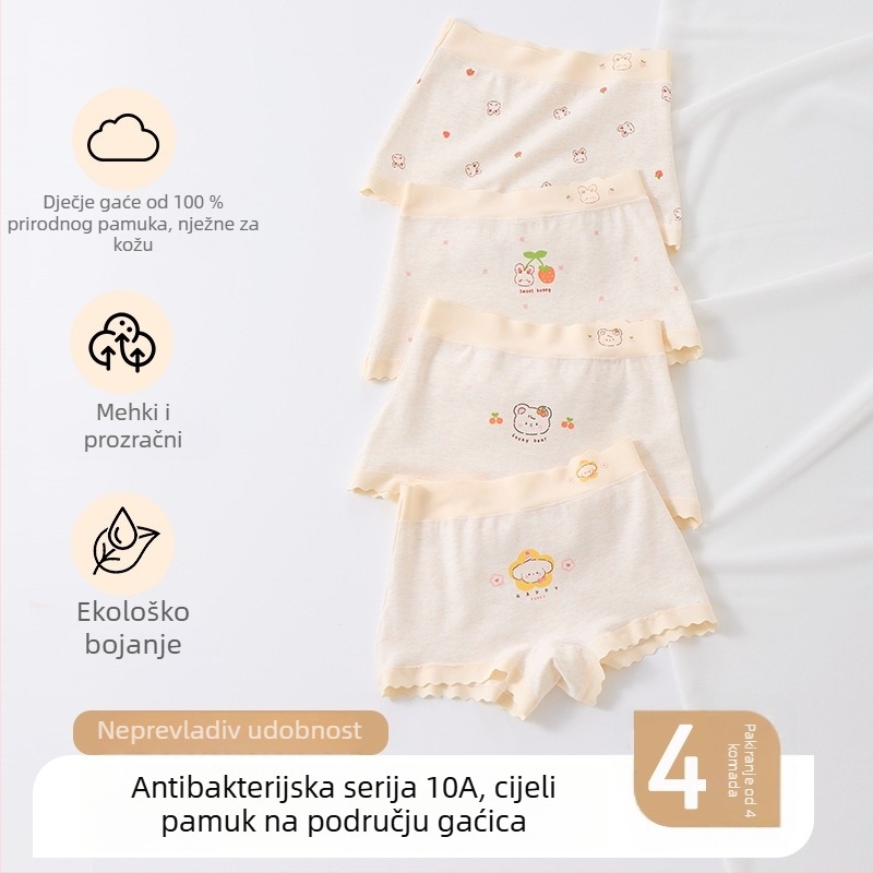 Dječje pamuk gaćice za djevojčice, Kategorija A, Srednji pojas, Za djecu 3–8 godina, 95–100% pamuk