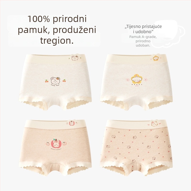 Dječje pamuk gaćice za djevojčice, Kategorija A, Srednji pojas, Za djecu 3–8 godina, 95–100% pamuk