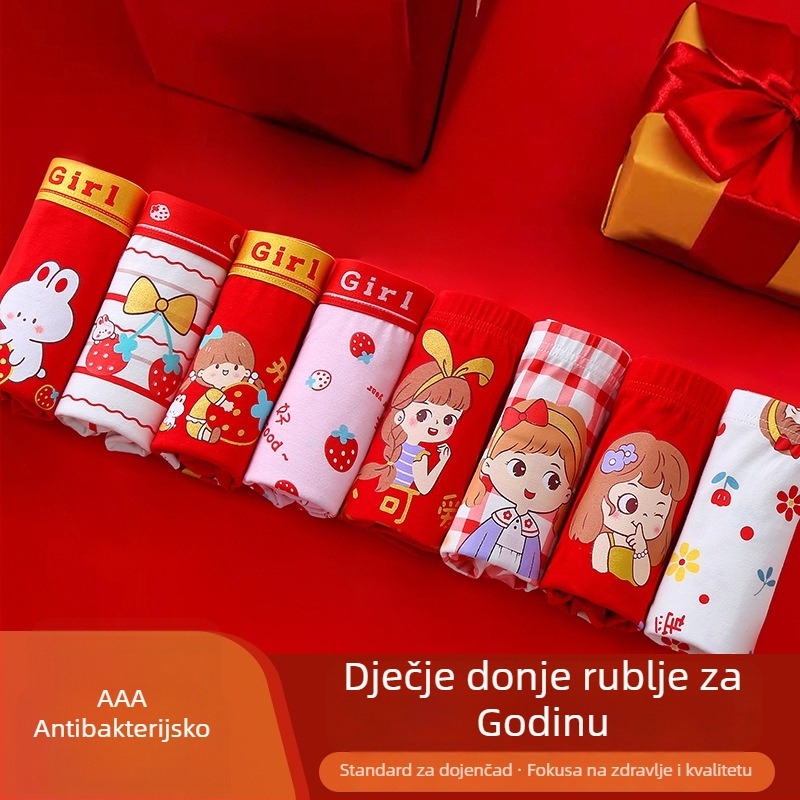 Djevojačke pamučne gaćice Xia Tong, 95% pamuk, za djecu od 8 godina i više, Sigurnosna razina A