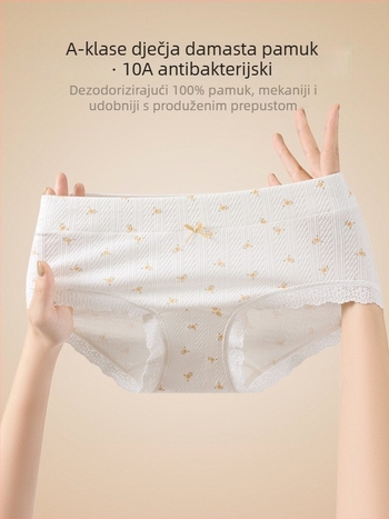 Dječje gaćice od 100% pamuka za djevojčice u razvoju, antibakterijska kategorija A, 95% pamuk 5% elastan, srednji pojas, unutarnja stranica 100% pamuk, šivanje s četiri igle i šest niti