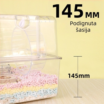 Prozirni akrilni kavez za hrčke – luksuzna vila; plastična konstrukcija; pogodna za hrčke; odobrene privatne marke dostupne