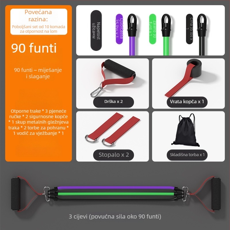 Otpornost napinjač za kućnu fitness – elastični napinjač, materijal PP plast + lateks cijev, marka SND, pogodan za fitness opremu