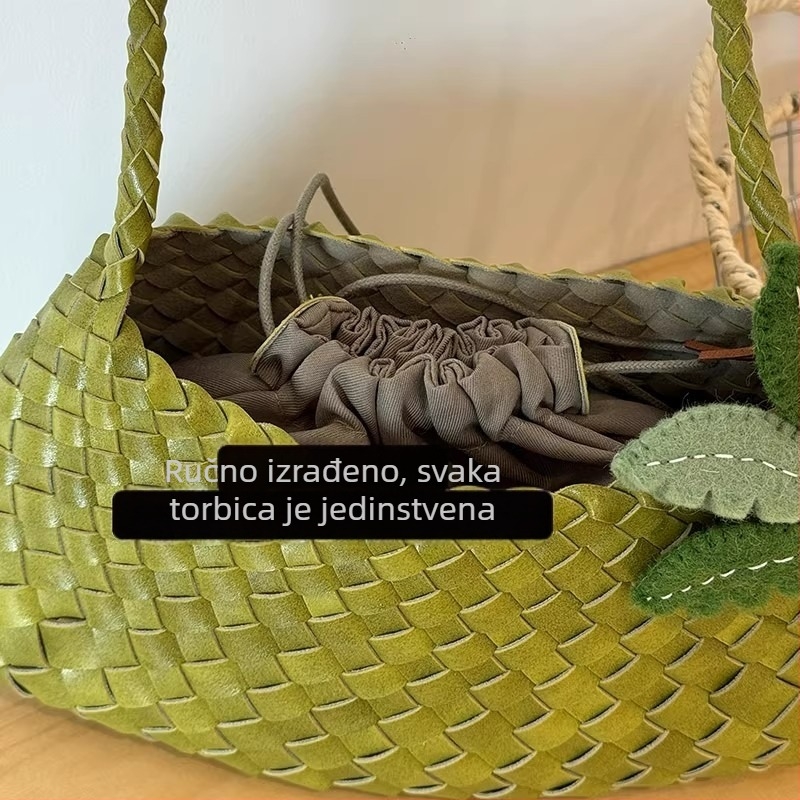 Ženska ručno pletene PU pod pazuh torbica — otvoreni vrh, skriveni džep sa zatvaračem, PU podstava, horizontalni kvadratni oblik, jednodijelni remen, Tonghao Leather Goods