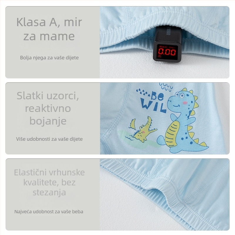Dječje gaće za dječake, Modal 95%, Kategorija A, Srednji pojas, Uzrast 2–12 godina, Mekane i udobne, Marka Biyouka