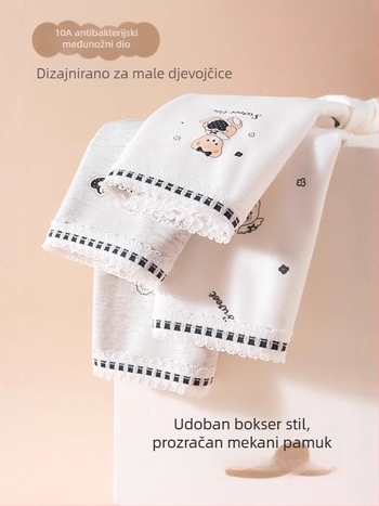 Dječje pamučne gaćice za djevojčice, Kategorija A, Srednji pojas, 95% pamuk, 5% elastan; prepona 100% pamuk