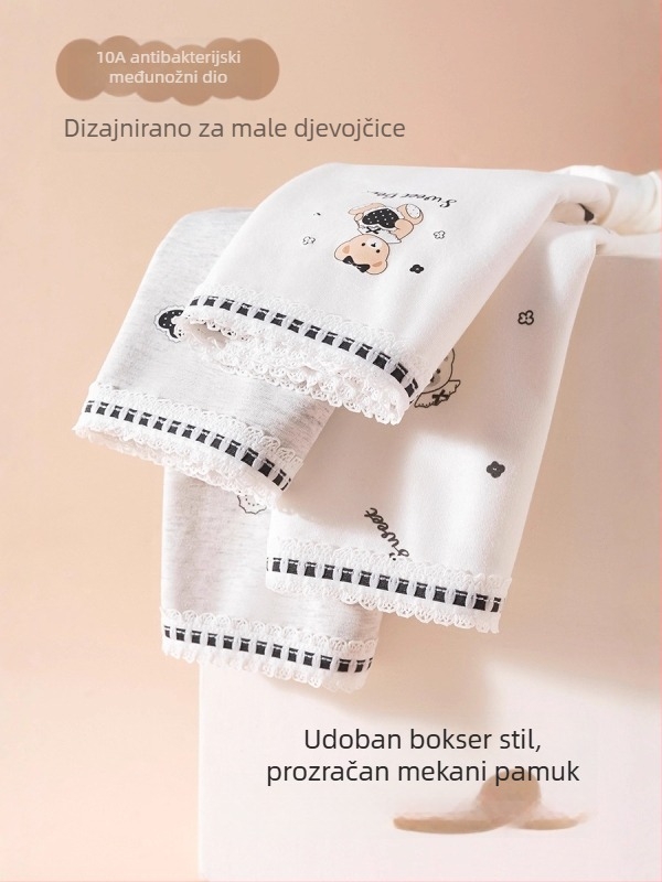 Dječje pamučne gaćice za djevojčice, Kategorija A, Srednji pojas, 95% pamuk, 5% elastan; prepona 100% pamuk