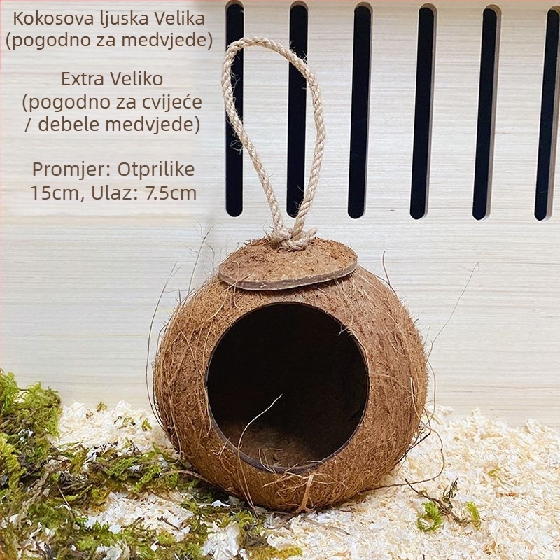 Hamsterovo spavaće gnijezdo, gnijezdo od kokosove ljuske, pejzažni dizajn, hlađenje ljeta, zaštita od ugriza; Materijal: Drugo; Porijeklo: Kina; Pogodno za: Hamster