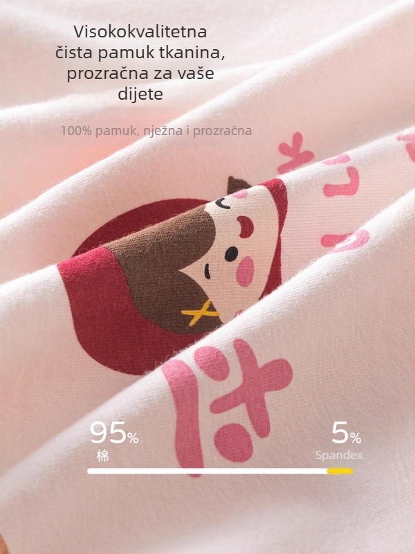 Dječje pamukaste gaćice s antibakterijskom zaštitom, boxerice za djevojčice srednjeg struka, uzrast 3–8 godina, 95% pamuk 5% elastan, podstava 100% pamuk