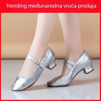 Tanečne cipele s izšivkom u stilu Cheongsam, gornji dio od sintetičke kože, lagane i otporne na habanje, za odrasle žene
