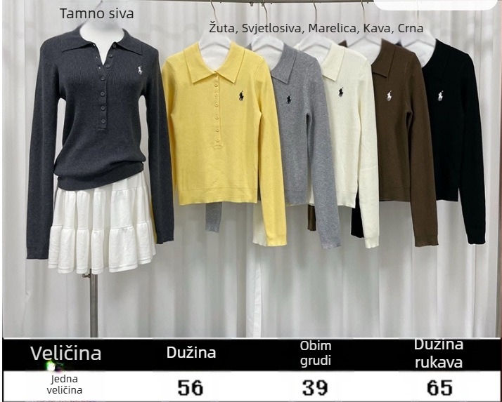 Pulover od vunene smeše s akrilom <30%, polo ovratnik, uski kroj, dugi rukavi, elegantan gradski stil