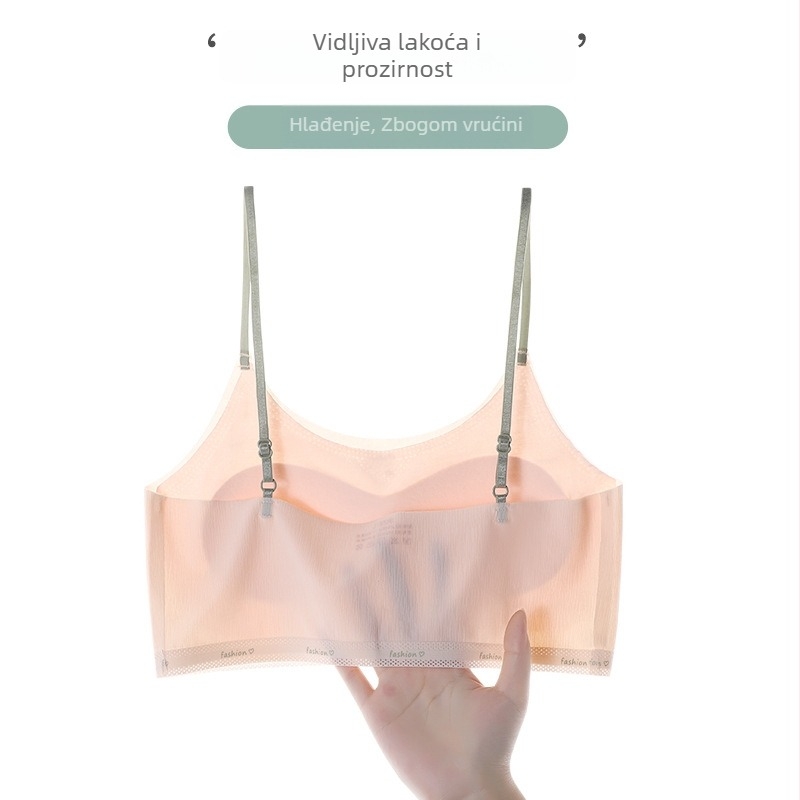 Dječji trening grudnjak za djevojčice, najlon, potpuno pokrivanje, tanji oblikovani košarica, fiksne dvostruke naramenice, prozračan i upija znoj