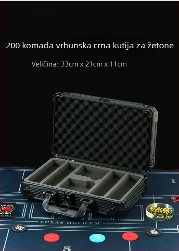 Kutija za poker žetone s nosačem žetona, za Texas Hold'em, Mahjong i dvoranu šaha