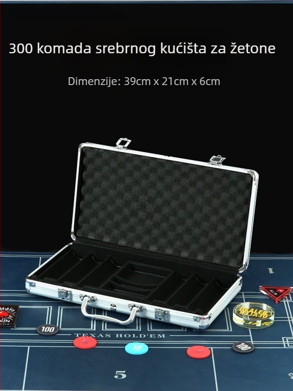 Kutija za poker žetone s nosačem žetona, za Texas Hold'em, Mahjong i dvoranu šaha