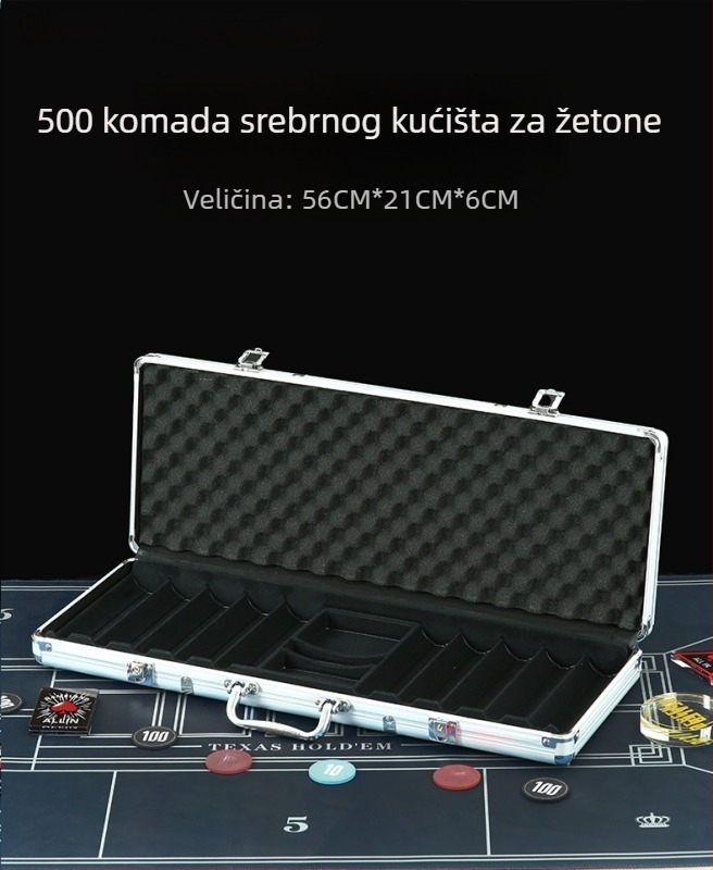 Kutija za poker žetone s nosačem žetona, za Texas Hold'em, Mahjong i dvoranu šaha