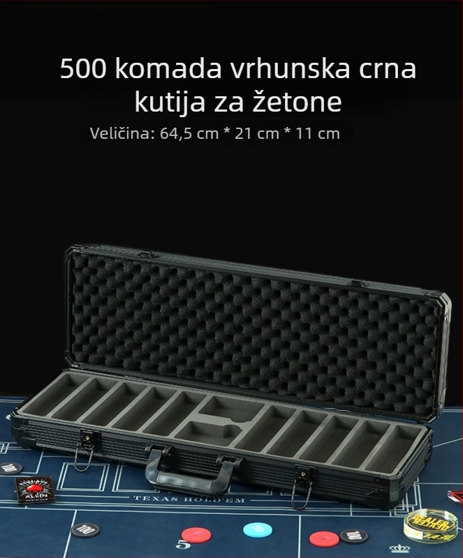 Kutija za poker žetone s nosačem žetona, za Texas Hold'em, Mahjong i dvoranu šaha