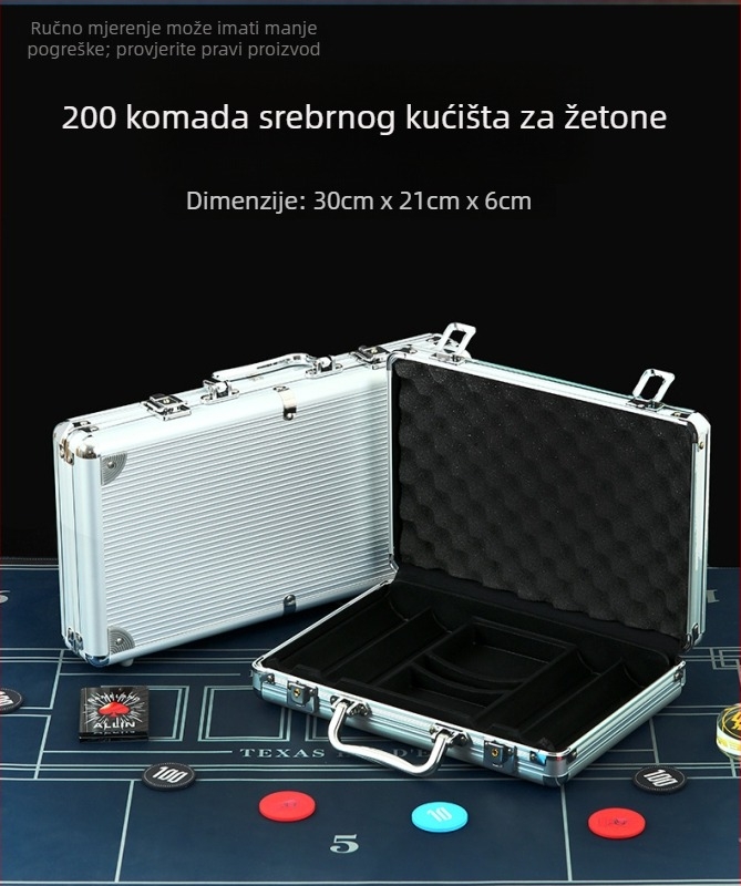 Kutija za poker žetone s nosačem žetona, za Texas Hold'em, Mahjong i dvoranu šaha