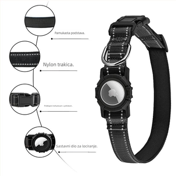 AirTag pas za psa s monokromatskim uzorkom, materijal najlon i silikon, univerzalna kompatibilnost, casual stil za sve sezone