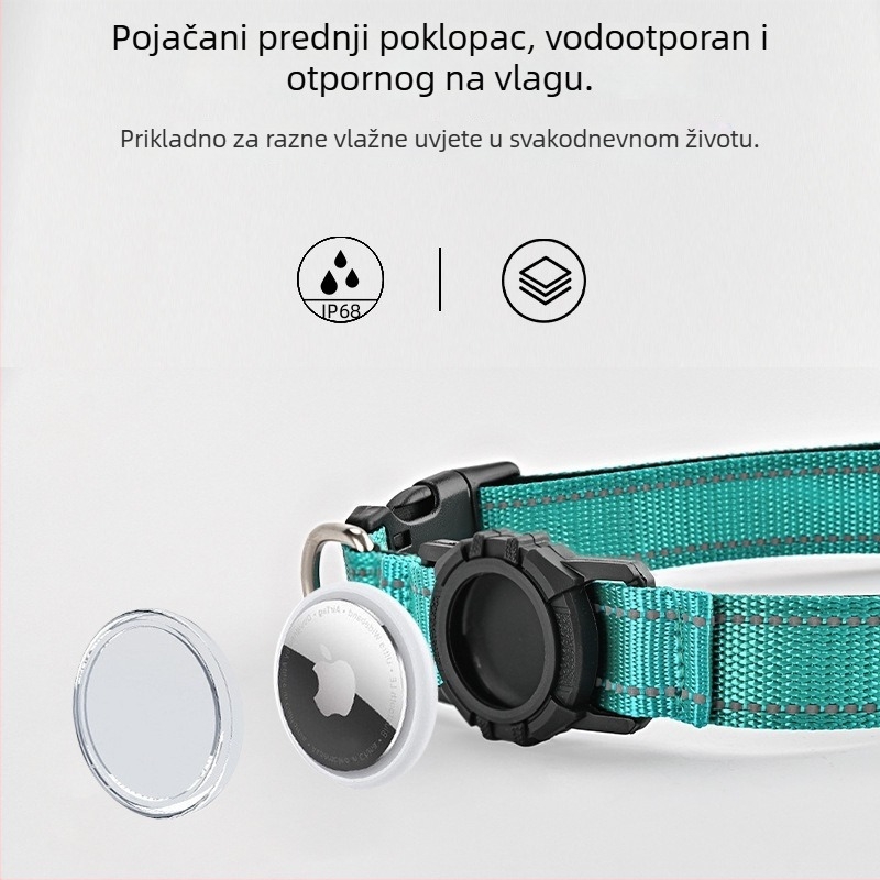 AirTag pas za psa s monokromatskim uzorkom, materijal najlon i silikon, univerzalna kompatibilnost, casual stil za sve sezone