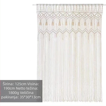 Ručni tkan tapiserija za vrata, nordijski stil, pamuk-nylon smjesa, prozračni dekorativni element, pravokutni oblik