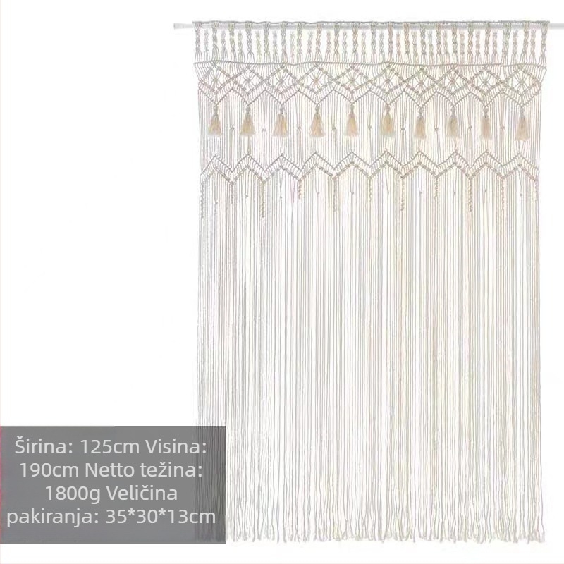 Ručni tkan tapiserija za vrata, nordijski stil, pamuk-nylon smjesa, prozračni dekorativni element, pravokutni oblik