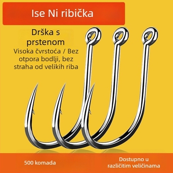 Iseni udice s cijevnim montažom, 500 komada, s prstenima i otvorima