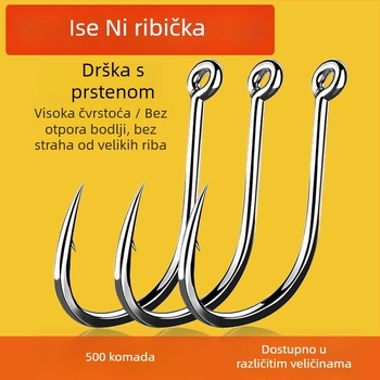 Iseni udice s cijevnim montažom, 500 komada, s prstenima i otvorima
