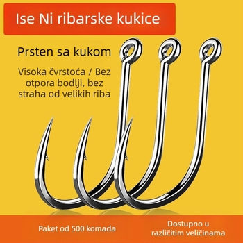 Iseni udice s cijevnim montažom, 500 komada, s prstenima i otvorima