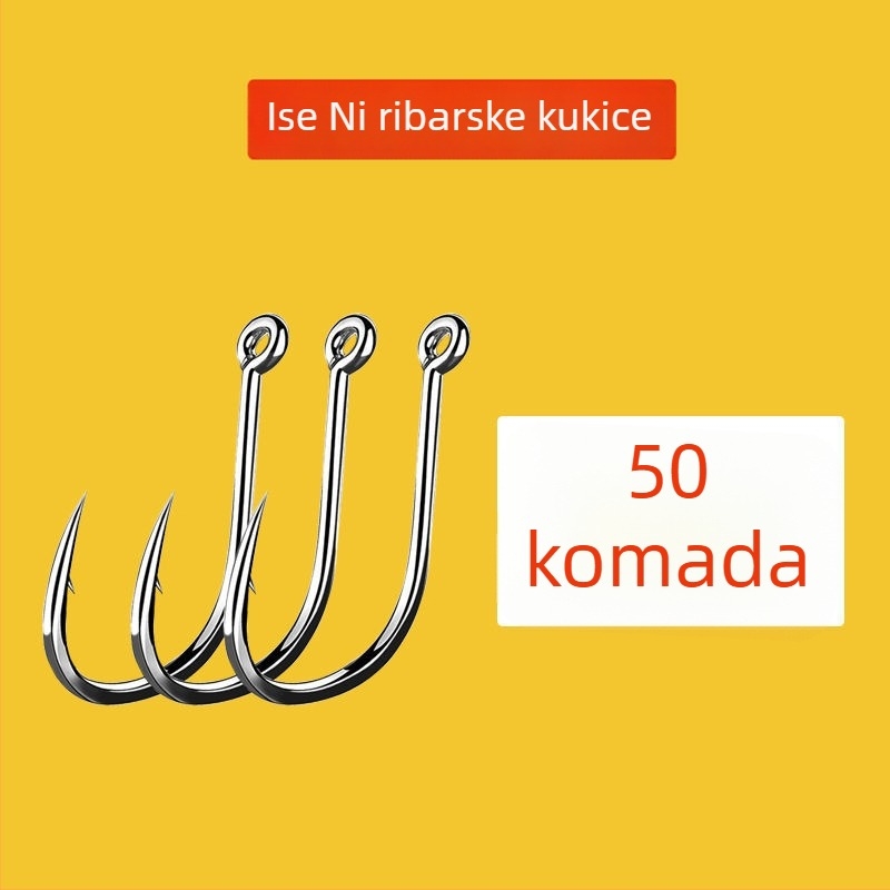 Iseni udice s cijevnim montažom, 500 komada, s prstenima i otvorima