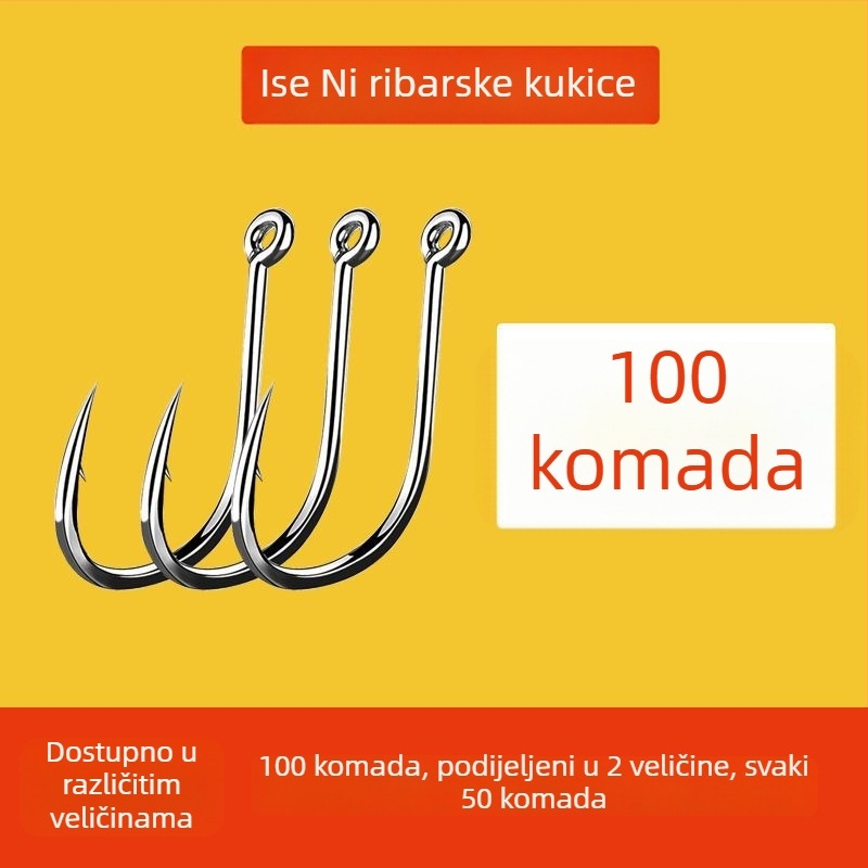 Iseni udice s cijevnim montažom, 500 komada, s prstenima i otvorima