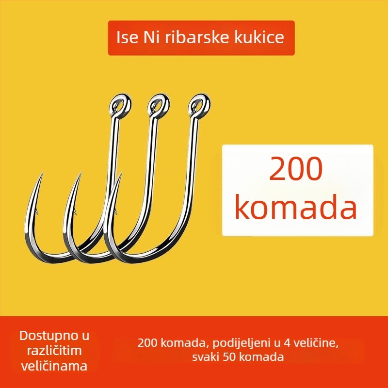 Iseni udice s cijevnim montažom, 500 komada, s prstenima i otvorima