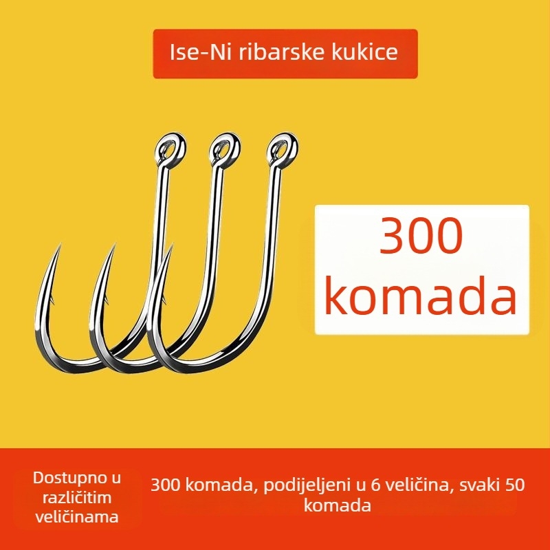 Iseni udice s cijevnim montažom, 500 komada, s prstenima i otvorima