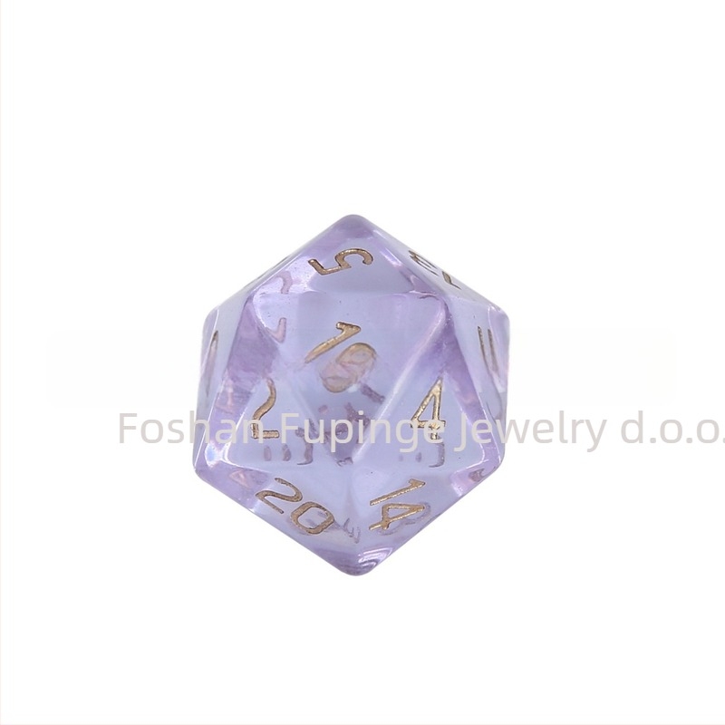 Wowu set D20 kockica od sintetičkog kristala, stil s pravim kutem, 1 kutija, za D&D i društvene igre