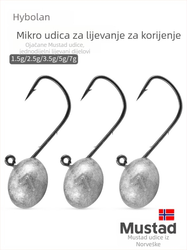 Kuka s olovnom glavom №1, s jednim bodom (barb) za mamce, za ribolov u rezervoaru