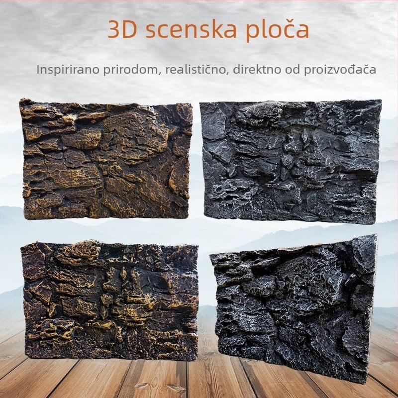 3D PU pozadina za akvarij – pejzaž litice, PU materijal, dekoracija akvarija