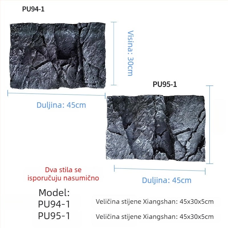 3D PU pozadina za akvarij – pejzaž litice, PU materijal, dekoracija akvarija