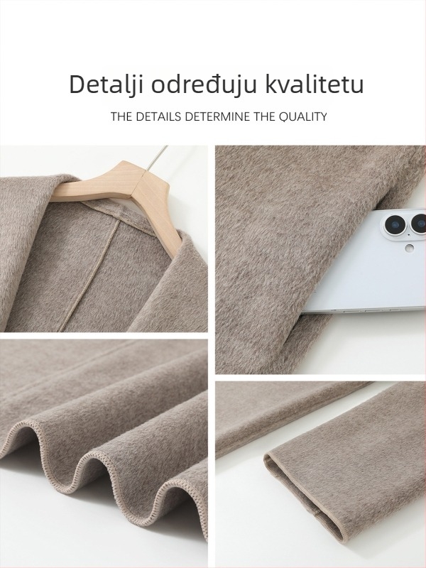 Ženski kaput, slobodan kroj, produžena duljina, Turn-down ovratnik, korejski stil