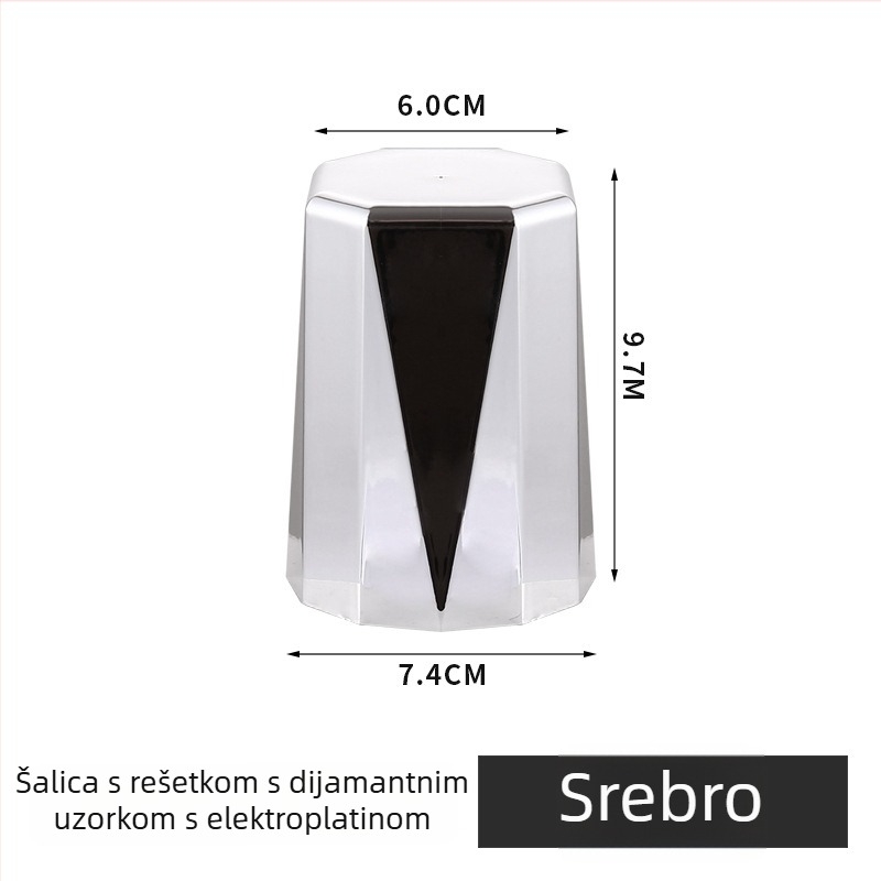 Sensele Čašica za kockice, elektroplatirani romboidni dizajn, ABS plast + elektroplat, pravokutni stil, moguć logo, pakiranje 100 kom