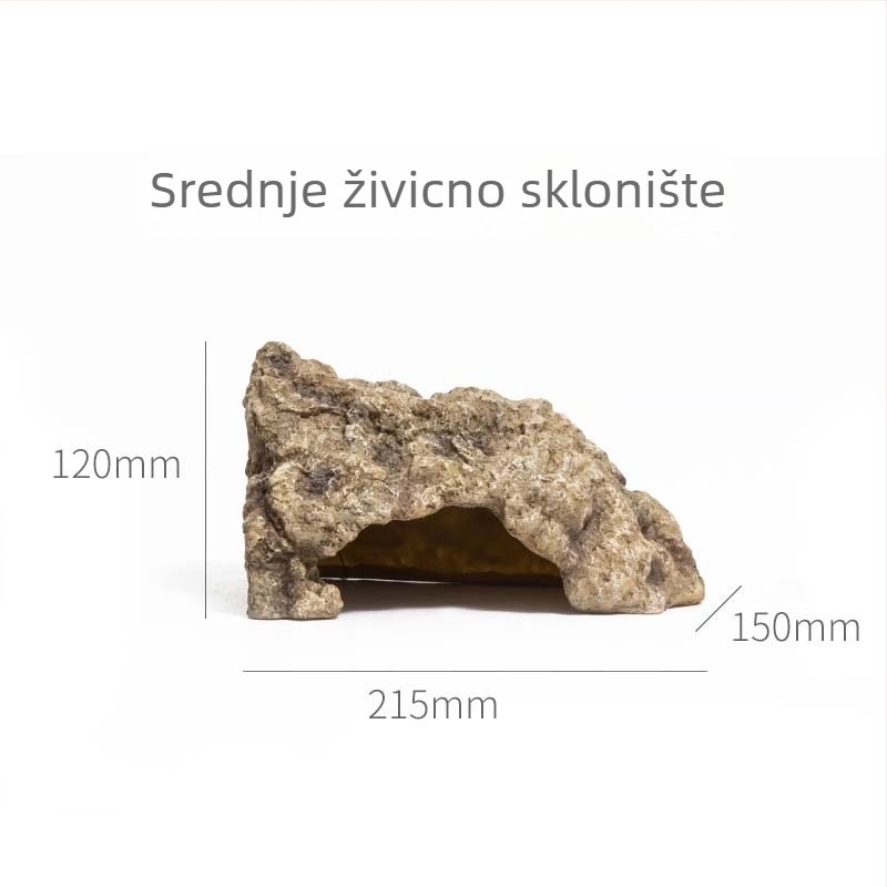 Kamenita kućica za penjače kućne ljubimce – terarij dekor od smole, stil stijena, namjena: skrivanje i opuštanje, težina 0,4 kg, pakiranje 24 komada