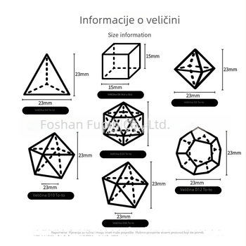 Set kockica s dvadeset stranica, od umjetnog mačjeg oka kamena, pravokutni dizajn, prilagodljivo