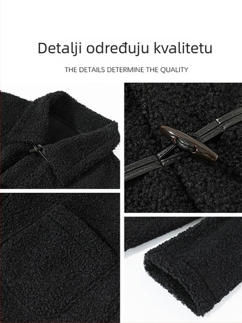 Ženski kaput od poliestera s podstavom od ovčje kože, srednje duljine, široka silueta
