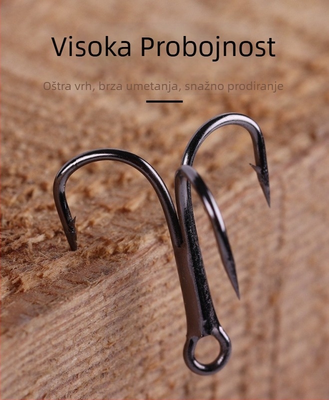 Skimming Shark Tri udice Nr. 12 s bodljama za ribolov u rijeci