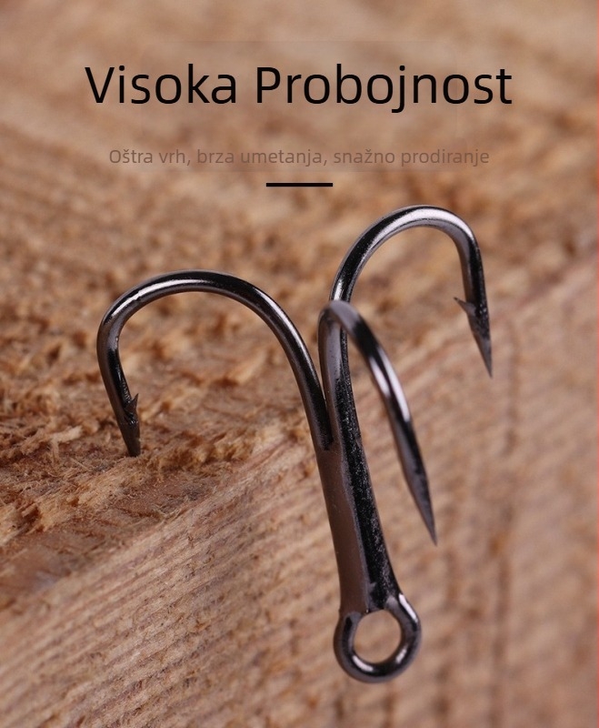 Skimming Shark Tri udice Nr. 12 s bodljama za ribolov u rijeci