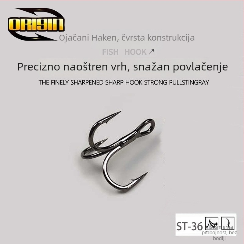 Skimming Shark Tri udice Nr. 12 s bodljama za ribolov u rijeci