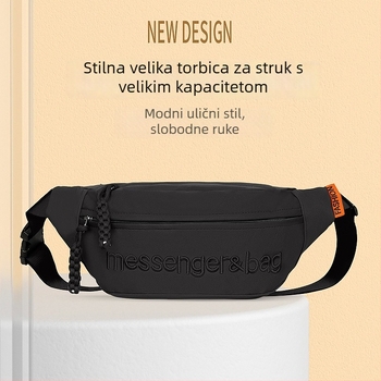 Unisex sportska crossbody torba za biciklizam, vanjski sportovi, ulični stil, materijal Dole pamuk-kombinirana tkanina, prozračna, antibakterijska, otporna