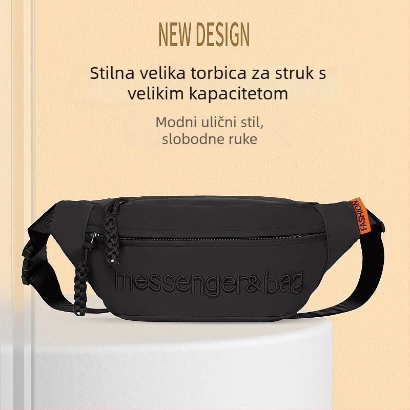 Unisex sportska crossbody torba za biciklizam, vanjski sportovi, ulični stil, materijal Dole pamuk-kombinirana tkanina, prozračna, antibakterijska, otporna