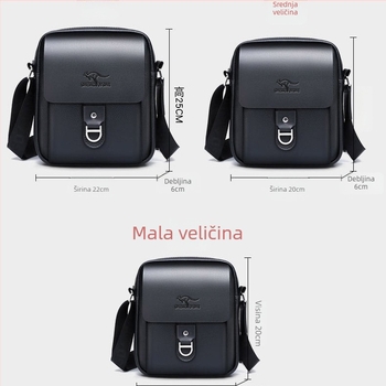 Muška PU kožna crossbody torba — poslovni stil, vodootporna, protivkrađa, otporna na habanje, jednobojna, podstava od poliestera